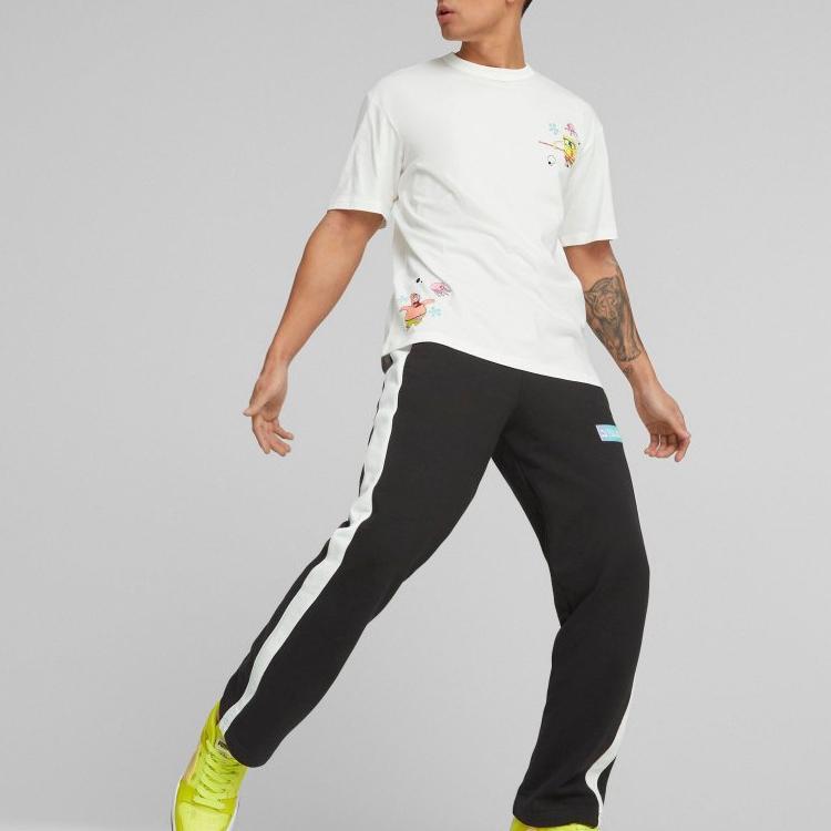 Puma X SpongeBob SquarePants Cartoon Print Crew Neck Short Sleeved T-Shirt Unisex Tops White 620691-02