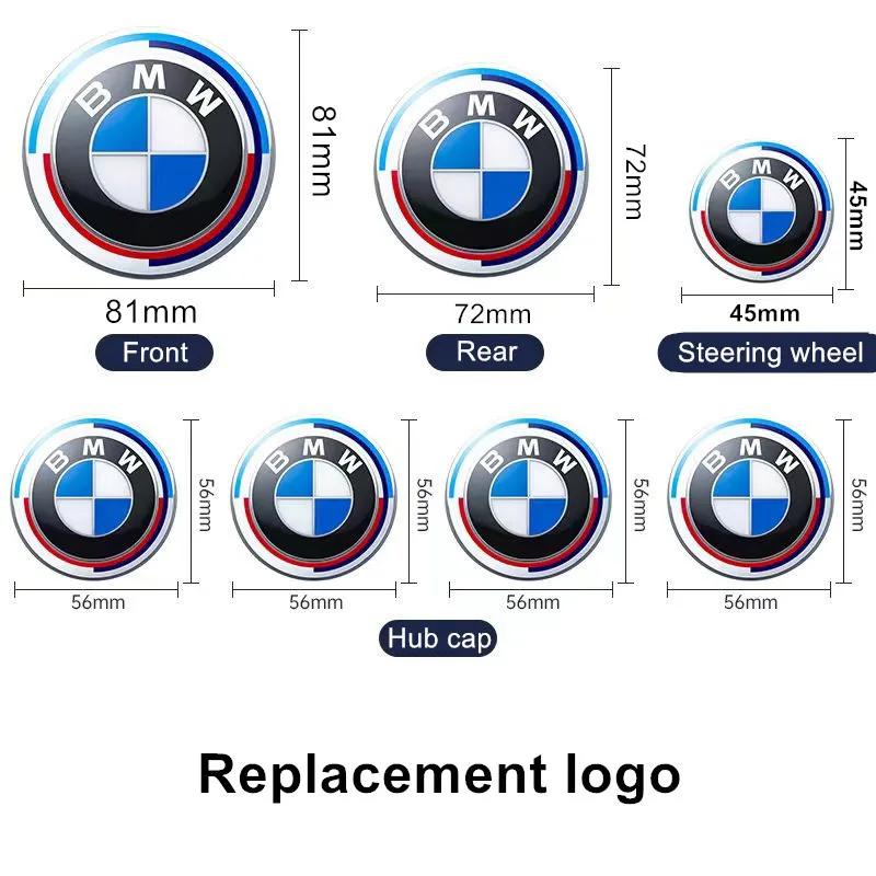 Эмблема на капот для BMW к 50-летию Логотип 81мм+Задний значок 74мм+Колпак ступицы колеса 68мм+Наклейка на руль 56мм 46мм