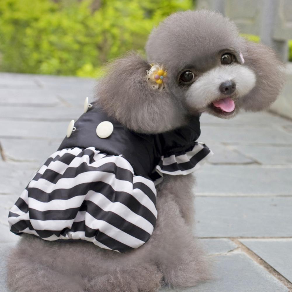 Осень и зима щенок тедди померанского шпица питомец зимний кот цветочный летящие рукава маленькая собака двухлапое платье с хлопковой подкладкой