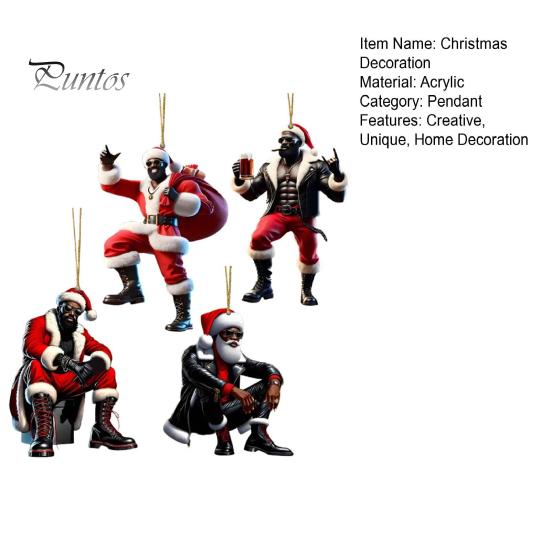 4 шт. Санта-Клаус Рождественское украшение 2D Акриловый автомобильный аксессуар Рождественская елка подвесное украшение для праздничного декора