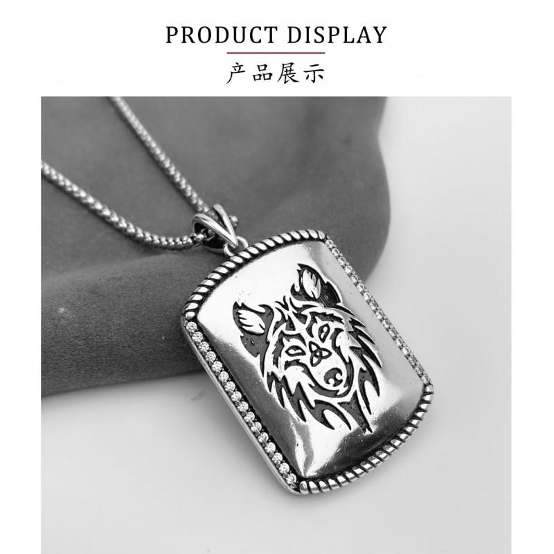 Bold Wolf Head Pendant Necklace Copper Vintage Oxidized Design Statement Jewelry Women Men