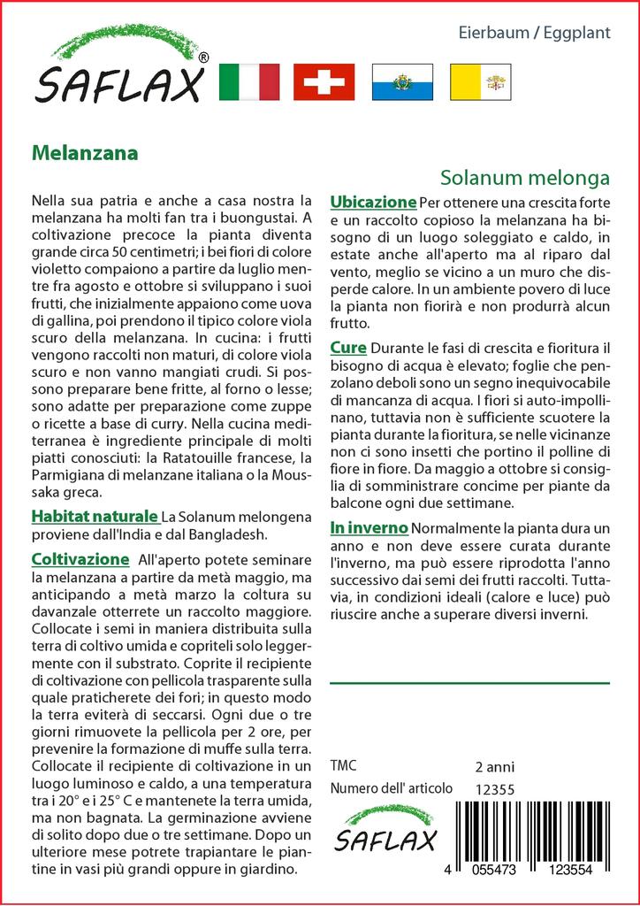 SAFLAX Баклажаны - 20 семян - С горшечным субстратом для лучшего выращивания - Solanum melonga