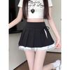 Pure Desire Pleated Lace-Trim A-line Mini Skirt - Women's Autumn Niche Style