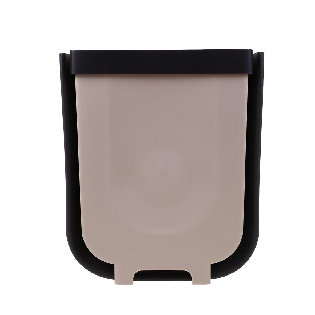 Folding Trash Can Kitchen Cabinet Door Hanging Waste Bin Wall Mounted Trashcan Space Saving Garbage Box for Bathroom Toilet Waste Storage(Size S/L)