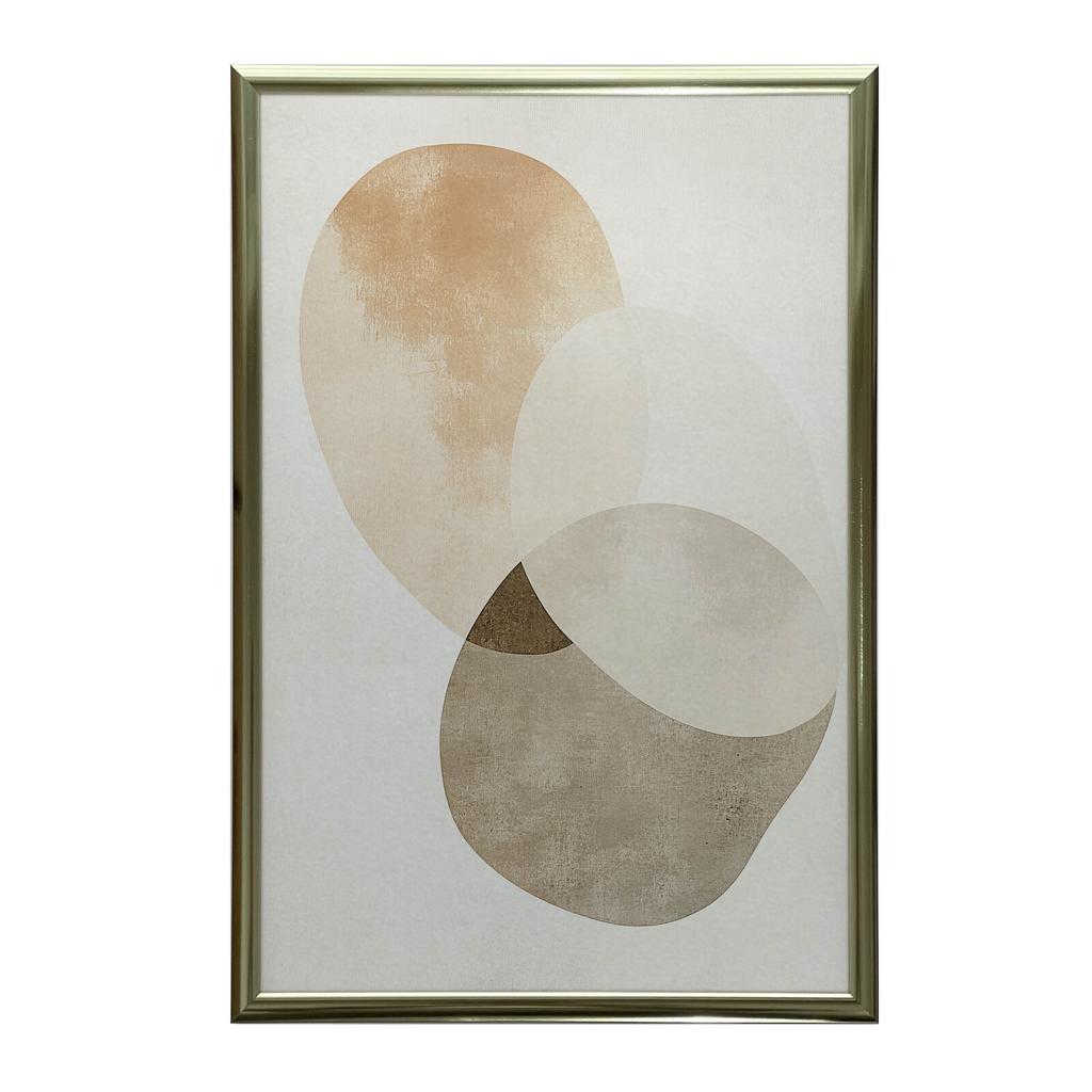 Abstrakcyjne Koła - Minimalistyczna Sztuka Abstrakcyjne Koła - Minimalistyczna Sztuka, 40X50 Cm, Rama Aluminiowa Złota, Papier Matowy 230 Gsm