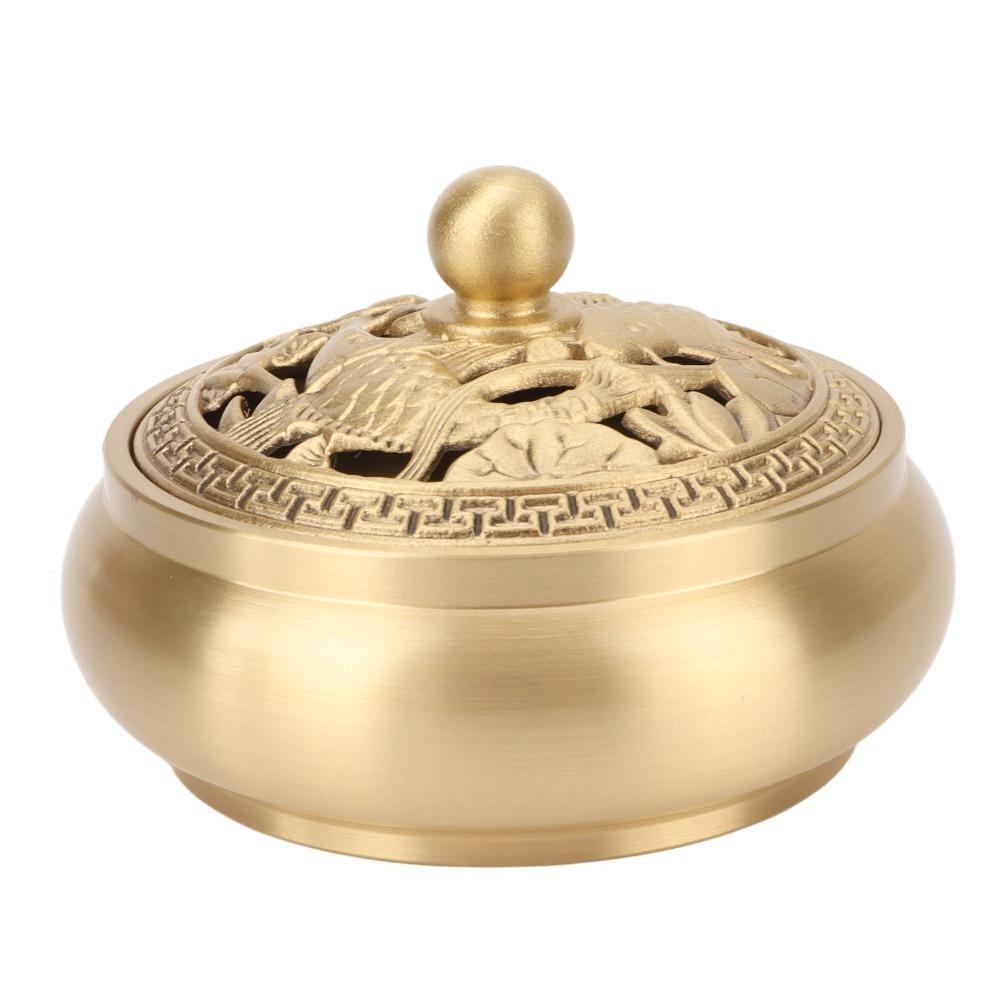 3pcs Easy Cleaning Incense Cone Holder With Lid Brass Incense Burner For Home Yoga Spa Decor