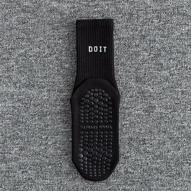 Хлопковые дышащие носки для йоги до середины икры, однотонные полосатые противоскользящие спортивные носки, носки для пилатеса, носки для танцев, фитнеса и тренировок