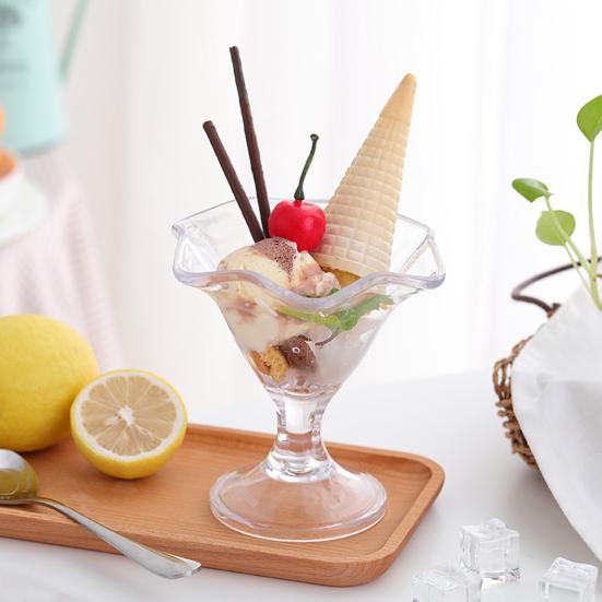 Summer Ice Cream Cup Clear Thick Dessert Bowls for Sundae Fruit Pudding Milkshakes Reusable Snacks Condiments Container for Home Party
