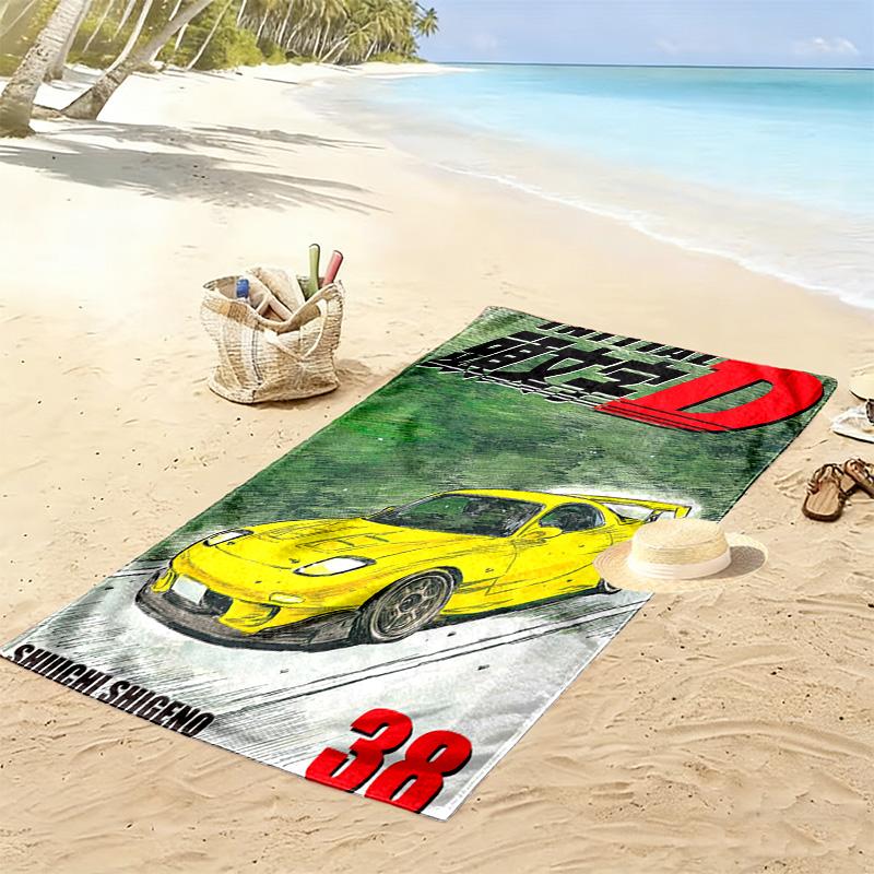 Initial D 2D Flat Print Beach Towel, Large Soft Quick Dry Towel for Beach Camping SwimmingSSTJ0917019