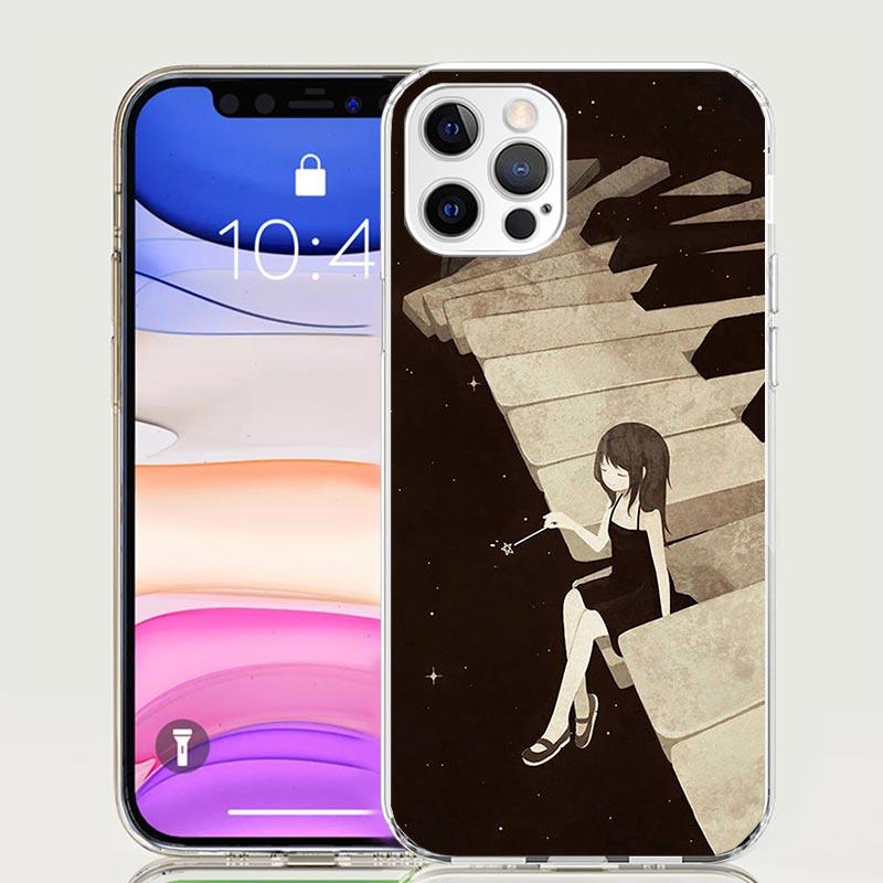Чехол для телефона Музыкальный Пианино Клавиатура для Apple iPhone 17 Air 16 15 Plus 14 + 13 Mini 12 11 Pro Max 7 8 SE 16Max Мягкий Чехол Coqu