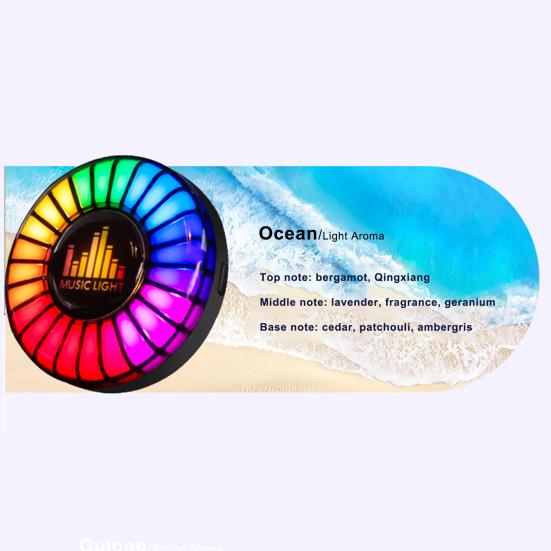Car Air Freshener Vent Clip Music Rhythm Pickup Light Voice Activated Auto-on-off Long Lasting Fragrance Air Purifying Auto Aromatherapy