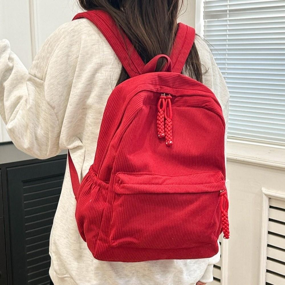 Large Capacity Students School Bag Lightweight Students Daypack Casual Corduroy Backpack Work