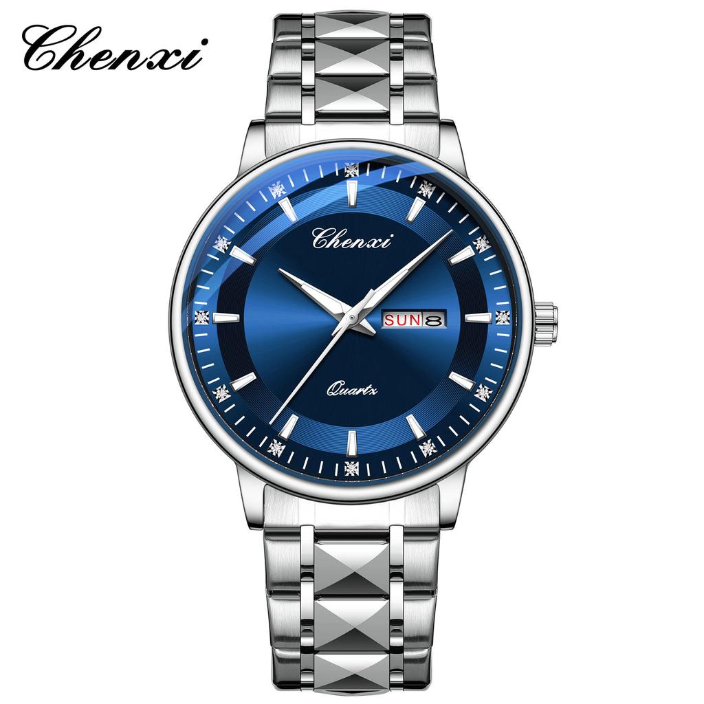 Men's Calendar Night Light Waterproof Watch Double Calendar Dial Fashionable Trendy Quartz Watch