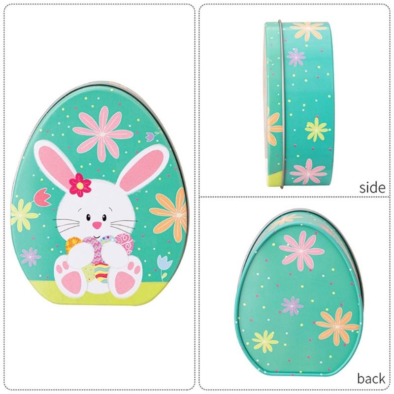 8x Easter Eggs Candy Boxes with Rabbit Pattern Candy Boxes Metal Snacks Container Mini Snacks Boxes for Party
