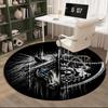 Qarabag Golden Crested Football Emblem Round Rug for Livingroom,Bedroom, Palyroom, Chair Rug, Area rug, Circle Carpet, Fan Christmas gift