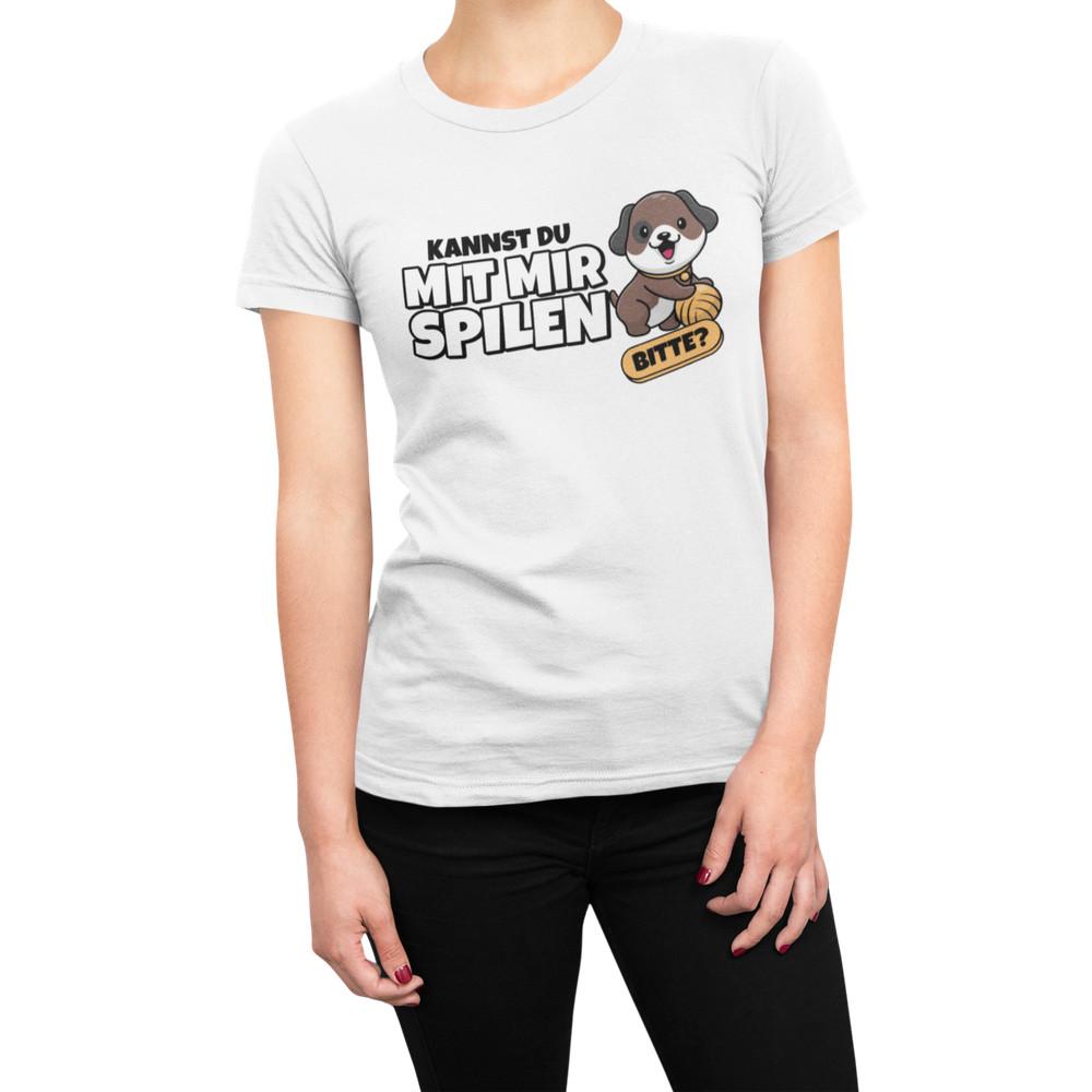 Süßes Hunde Spiel mit mir Shirt Top Hundeliebhaber Undebesitze Bio Damen T-Shirt