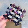 Sparkling Crystal Stone Braided Hair Clips 3 Flower Hair Accessory For Women Girls Rhinestone Braid Hairpins Sweet Hair Decorate