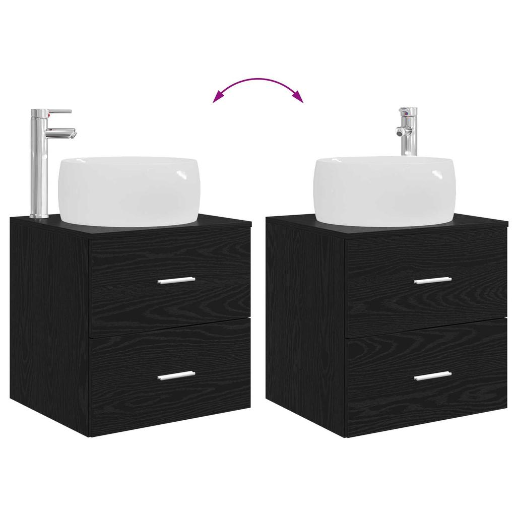 Bathroom Furniture Set 2 pcs Black Oak Wood Based Material