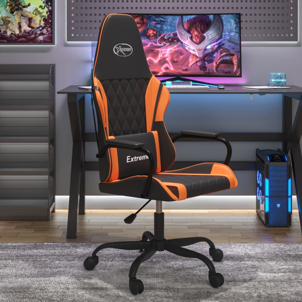 Gaming Chair Black and Orange Artificial Leather