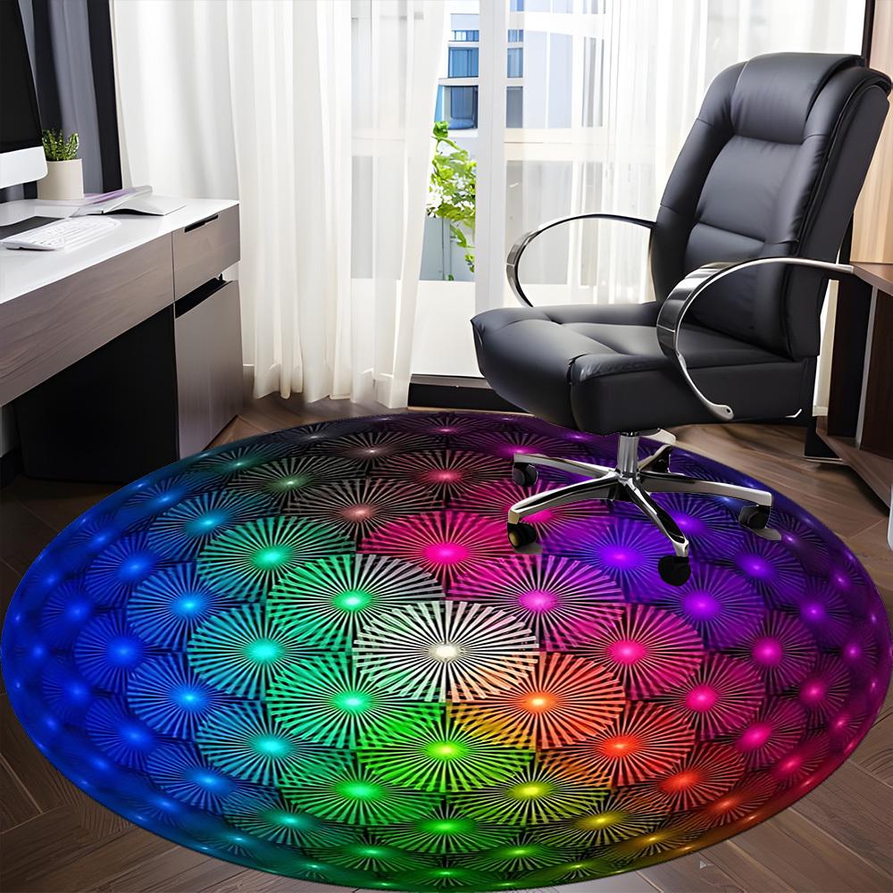 1pc Colorful Sphere Carpet, Round Non Slip Durable Large Size Office Carpet, Suitable for Office