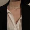 Цвет стерлингового серебра Двухслойный Хрустальный Камень Геометрический Шарм Подвеска Подвеска Ожерелье Свадебное Мероприятие Вечеринка Свадебные Украшения Чокер Женский