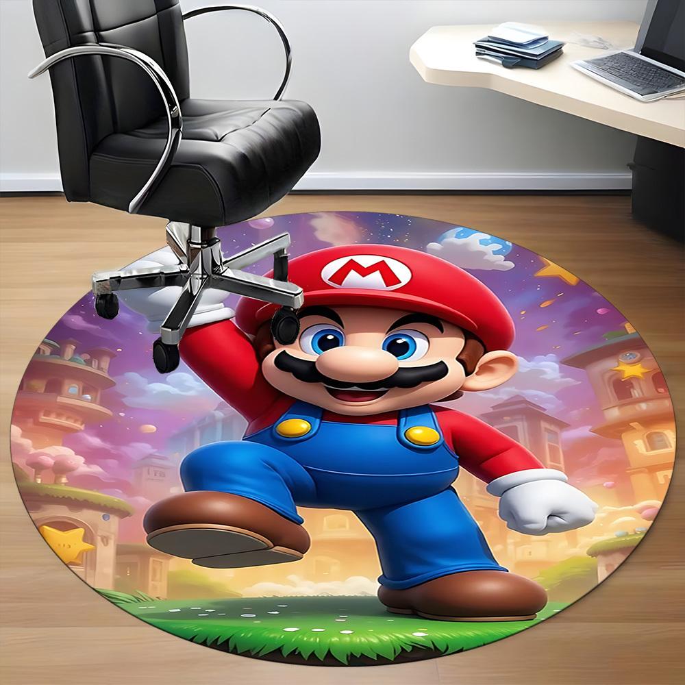 1pc Mario Adventure Office Round Area Rug, Under Office Chairs Bedroom Living Room Home Decor a1016254