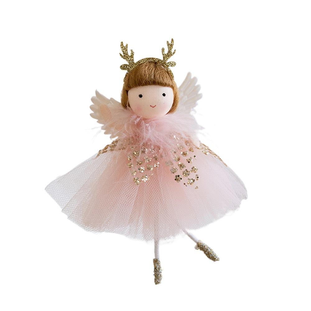 Creative Pink White Christmas Hanging Decorations Embellishment Party Supplies Xmas Tree Ornaments Gifts Toys Angel Girl Doll