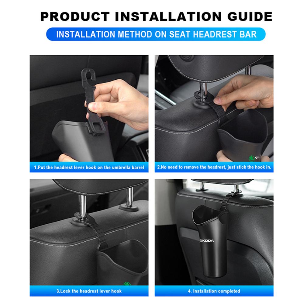 Multifunctional Car Umbrella Storage Bucket Waterproof Umbrella Stand For Skoda S Fabia Octavia Rapid Karoq VII Yeti Kodiaq VRS usbn43