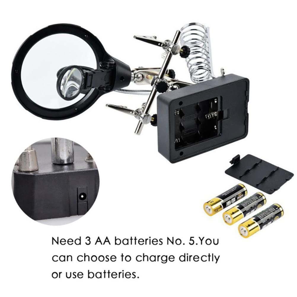 Настольная лупа для паяльной станции со светодиодной подсветкой, подставка для увеличительного стекла с зажимом и зажимами