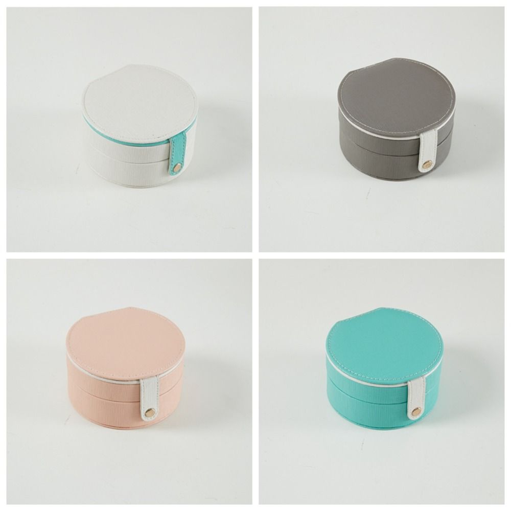 Mirror Earrings Storage Case Leather Mini Jewelry Display Box Simple Jewelry Holder Handbag Gift