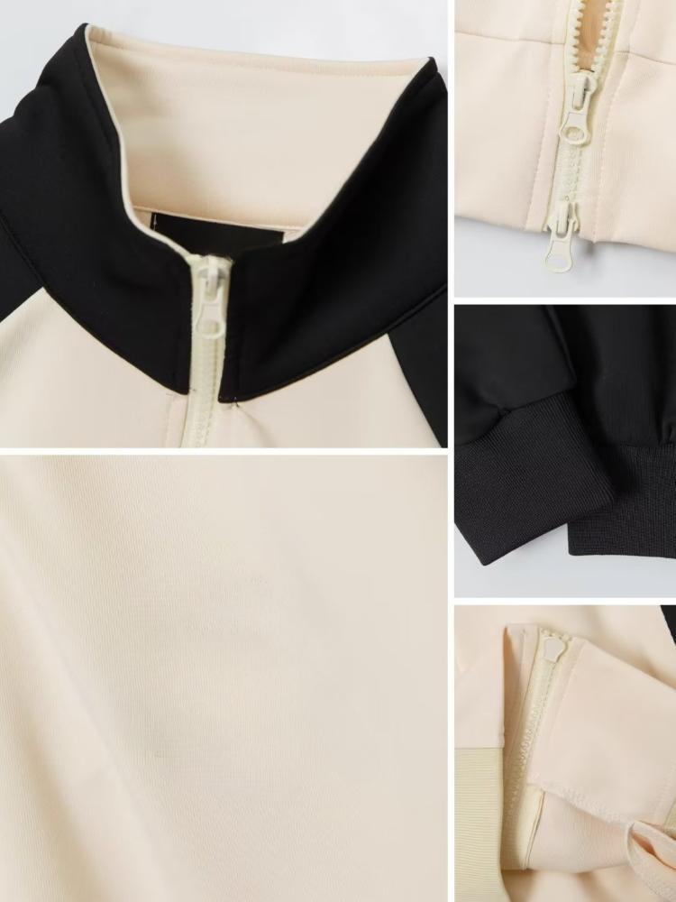 Лоскутная укороченная куртка женская Y2k молния ретро спортивная верхняя одежда корейская уличная одежда воротник-стойка полосатые куртки женские новые