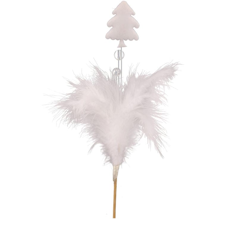 White Feather Ornamental Christmas Tree - 15 cm Spade