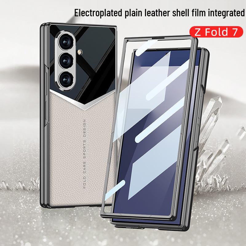 Samsung ZFold7 Гальванизированный Чехол-Книжка из Кожи Однотонный - Складная Крышка