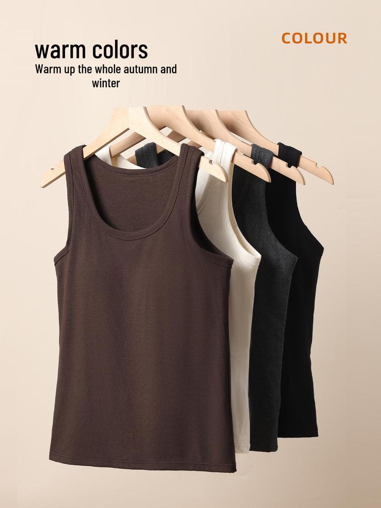 Женская теплая хлопковая майка на осень/зиму с нагрудной вставкой и стильным дизайном спины