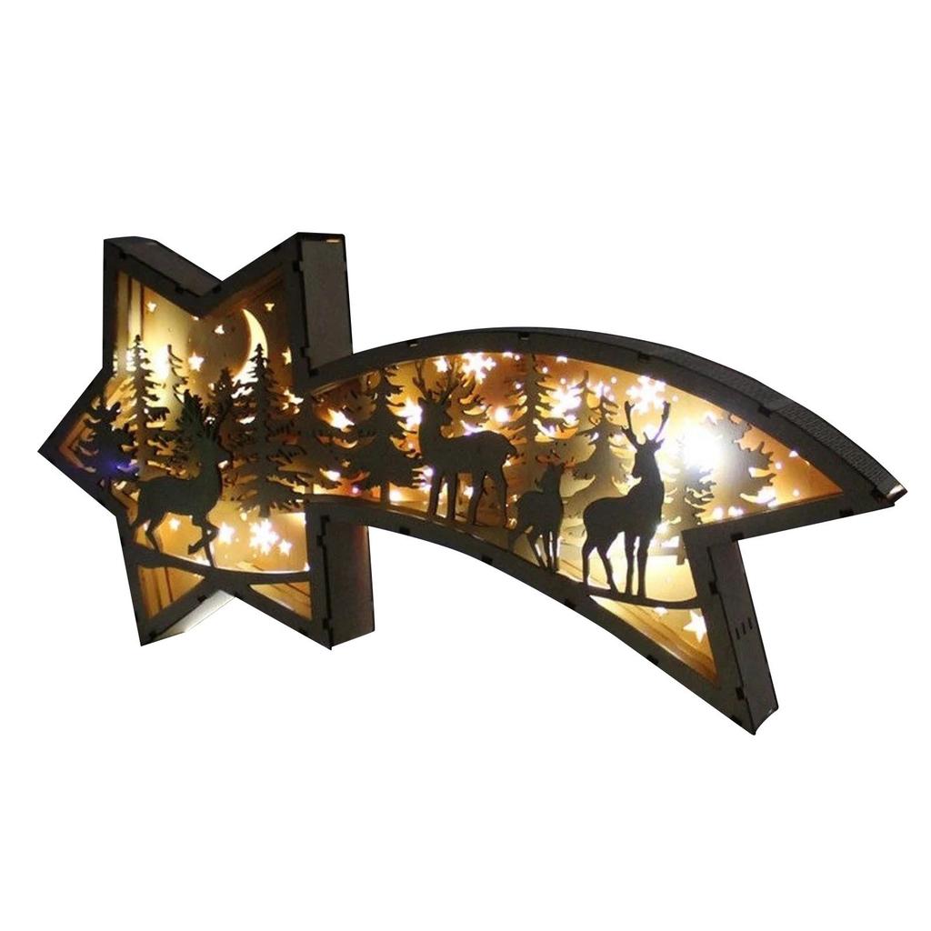 Деревянные светодиодные светильники, Освещение для стола и кровати 'Лосиный лес', Ночная лампа-декор, Рождественские украшения