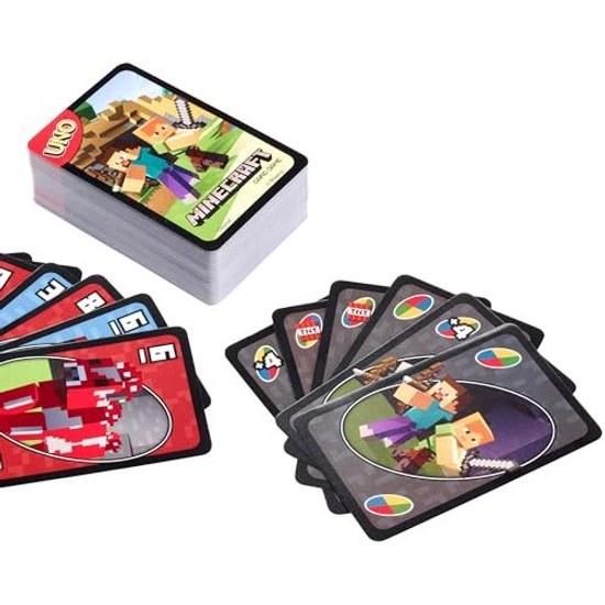 Игра Mattel UNO Minecraft Вечеринка Карточная игра 112 карт 2-10 игроков Возраст 7+ Зеленая FPD61