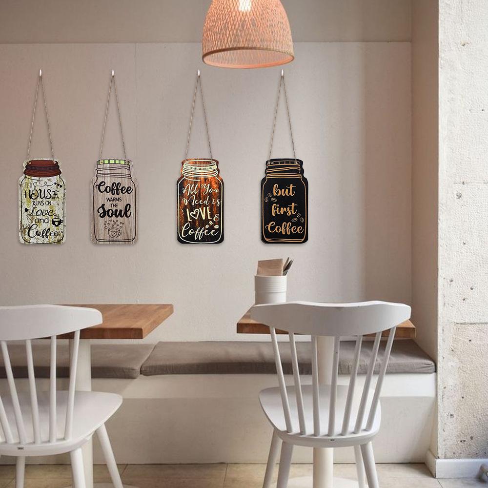 In-Stock Retro American Country Wooden Coffee Bar Hanging Sign