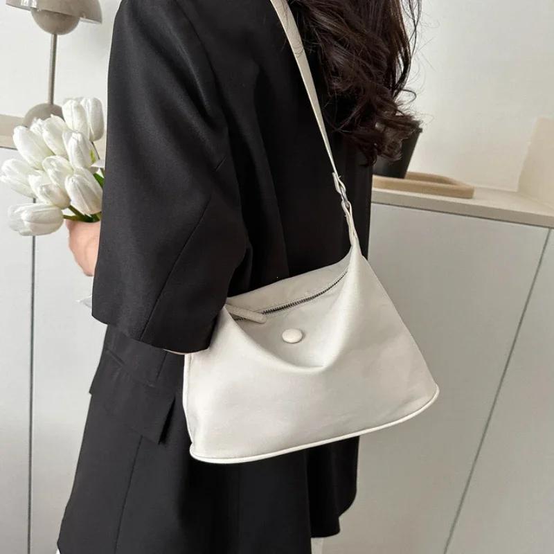 Pink Nylon Cloth Underarm Bag Korean Style New Ins Lightweight Texture Small Bag All-Match Shoulder Handbags for Women Girls