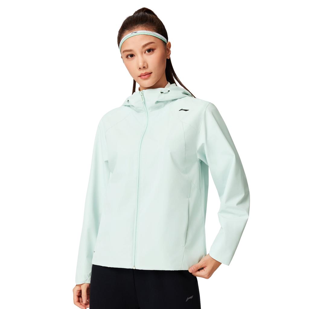 Li-Ning Однотонная ветровка с капюшоном, на молнии, универсальная, свободного кроя, женская верхняя одежда AFDW102-11