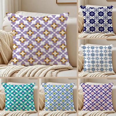Abstract Houndstooth Pattern Cushion Cover Pillowcase Ultra Soft Skin Friendly Fabric Cloud Like Comfort Concealed Zipper