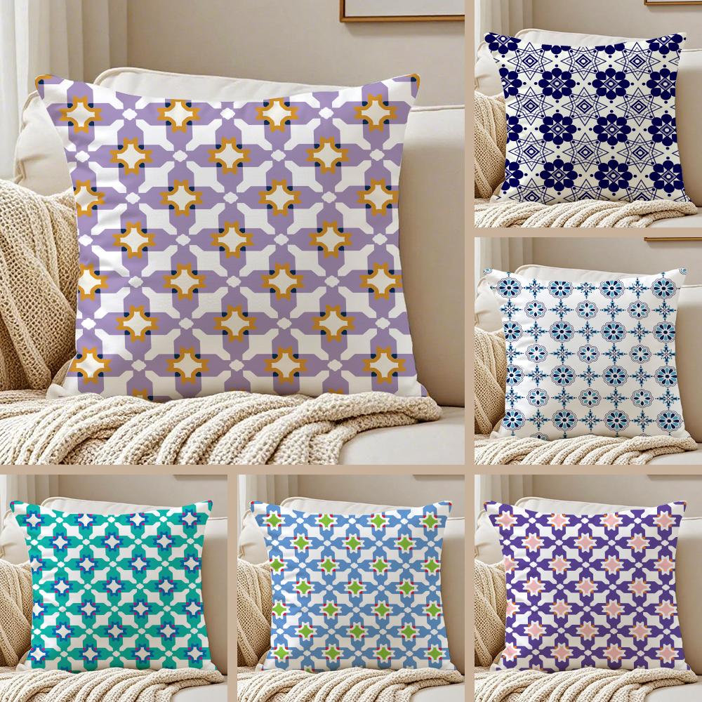 Abstract Houndstooth Pattern Cushion Cover Pillowcase Ultra Soft Skin Friendly Fabric Cloud Like Comfort Concealed Zipper