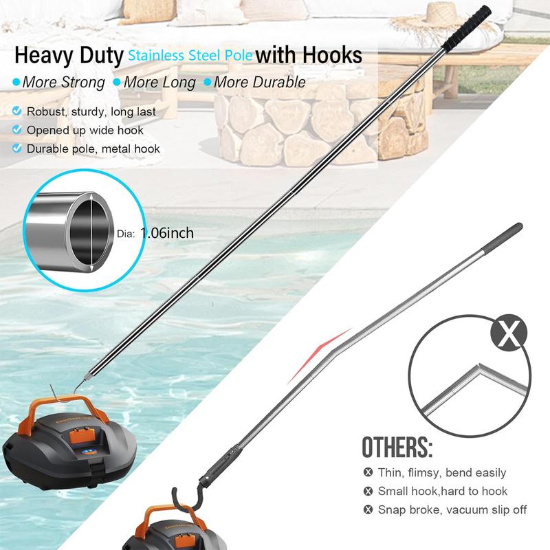 Pool Robot Cleaner Recycling Hook with Adjustable Telescopic Rod Cleaner Accessories for Lifting Skimmer Basket Handle Cover