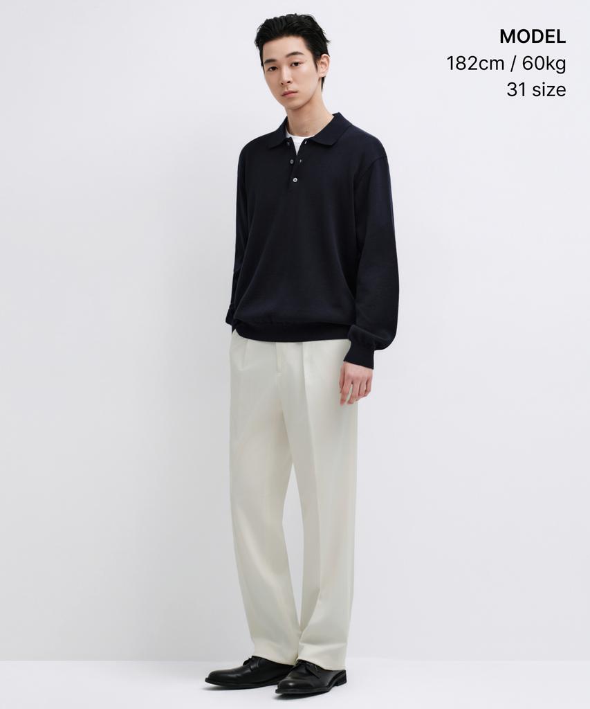 MUSINSA STANDARD Wide Hidden Banding Slacks [Cream]