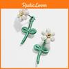 Floral Alloy Fashionable Earrings Trendy Electroplated Back And Studs Front