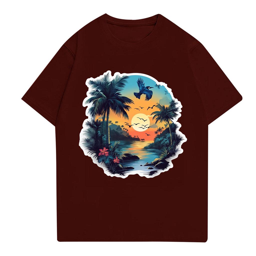 Men's Stand Collar Short Sleeve Shirt Loose Leisure Holiday Shirt Man