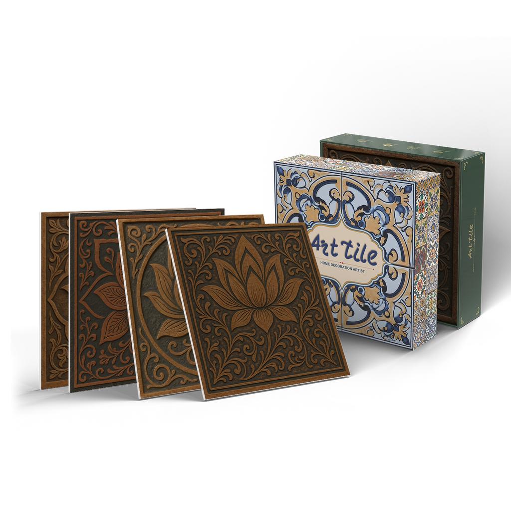 12/24 Pieces Thickened Pe Foam Tile Sticker Retro Tile Wall Sticker Self-Adhesive Waterproof Wall Sticker 15Cm