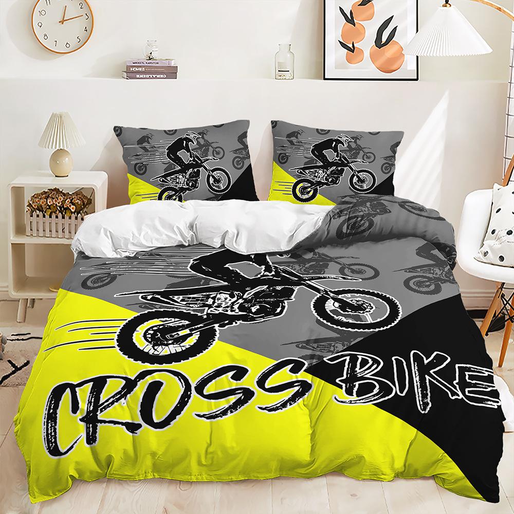 Набор из трех предметов 3D пододеяльник мультяшный строительный транспорт локомотив иллюстрация комплект постельного белья