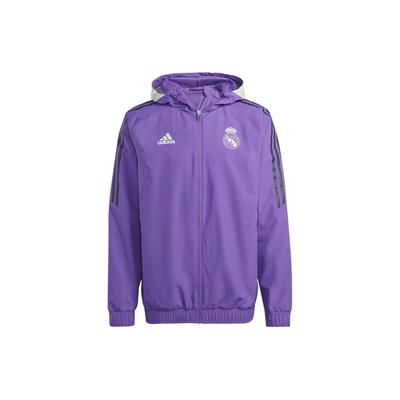 adidas Куртка Real Aw Jkt с цветным дизайном, повседневная куртка с капюшоном и длинными рукавами, куртка унисекс, ярко-фиолетовая HT8796