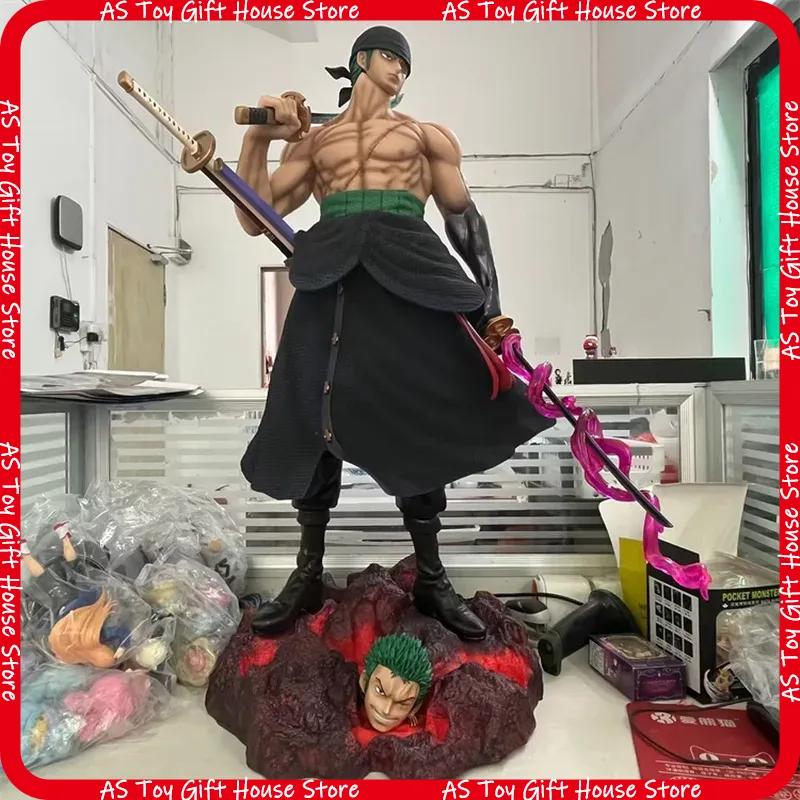One Piece Large Sword Warrior Double Head Scene Statue Gk Platform Pvc Collectible Model Desktop Display Gift For Collectors