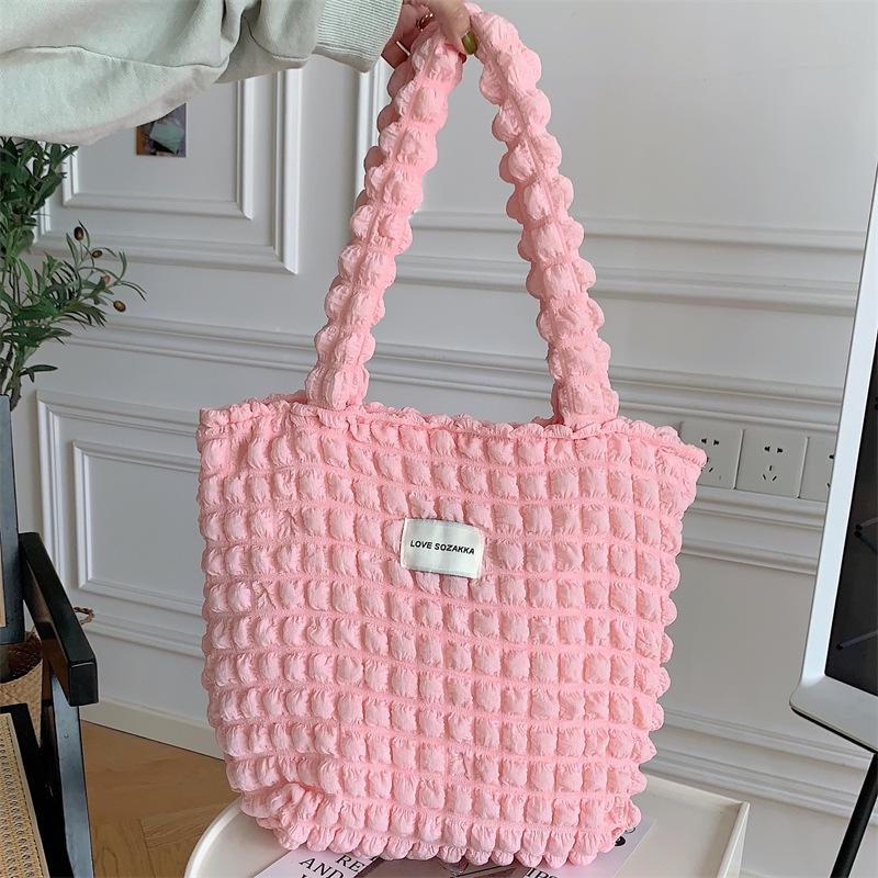 Японская холщовая сумка через плечо с облачным пузырчатым цветочным принтом для студенток